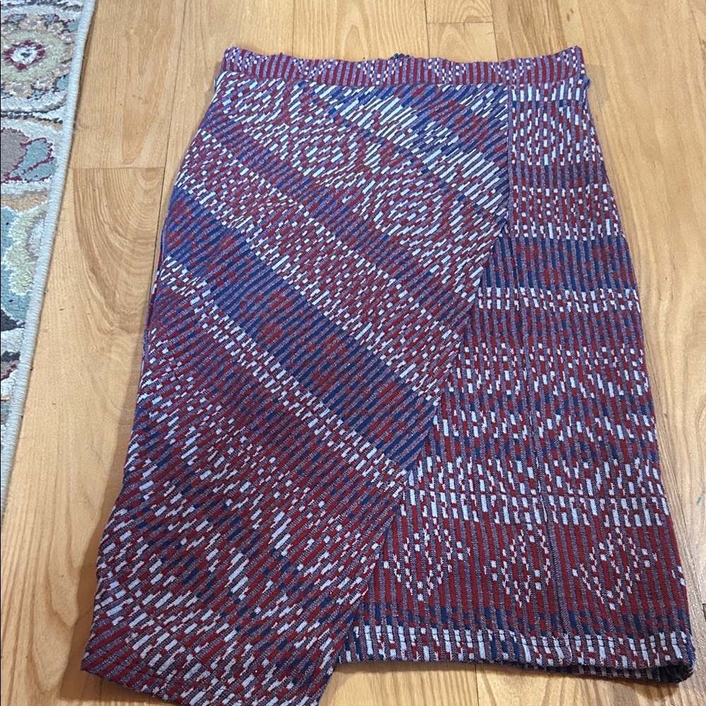 Maeve Anthropologie Red and Blue Textured Pencil Skirt size medium